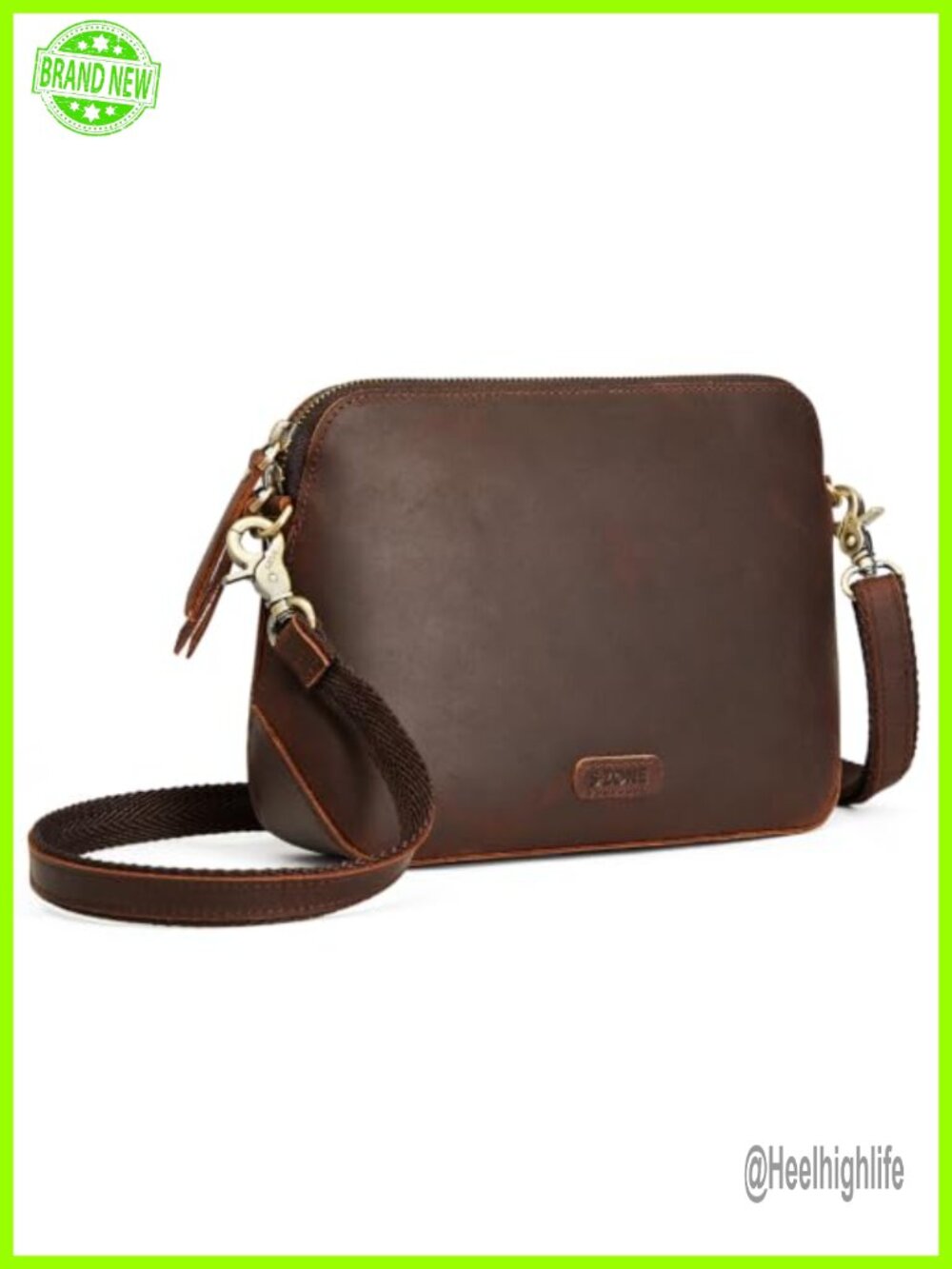 Top Grain Leather Crossbody Bag Small Everyday Purse Adjustable Strap